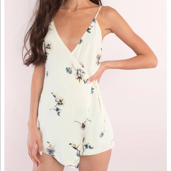 Tobi Other - Ashley floral print wrap romper in white